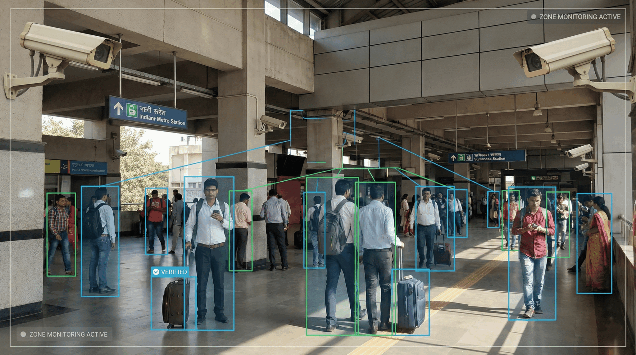 Provigil AI surveillance solutions — intelligent monitoring systems with real-time detection deployed at metro station India
